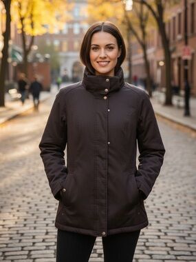 EDDIE BAUER Down Filled Purple Long Fit Zip Up Winter Jacket Coat XS